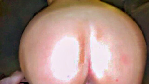 Close-up of pale big ass with hot cum dripping down crack
