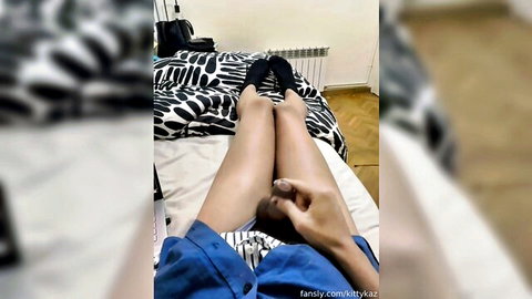 Kittykaz solo masturbation POV with legs spread and hand teasing