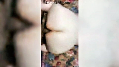 Blurry closeup of Japanese wife's big pale ass bent over