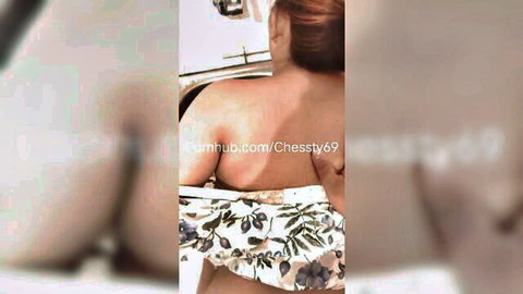 Chessty69 bent over in floral dress, exposing curvy ass while washing dishes