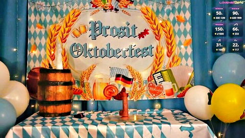 Katy Ethereal in Oktoberfest themed Chaturbate solo dildo play
