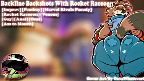 Femboy Rocket Raccoon backshots anal with Venom in Marvel parody