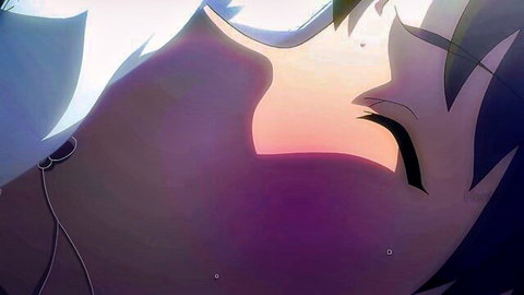 Seductive blue-haired anime nurse in hentai scene, Sakusei Byoutou