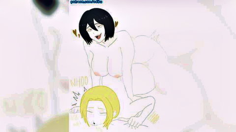 Mikasa hentai lesbian domination over blonde girl, explicit yuri art
