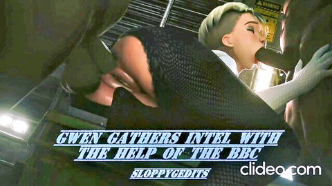 Gwen in cartoon futanari interracial BBC threesome fantasy