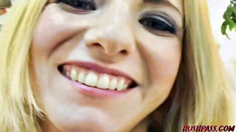 Blonde MILF Vivian smiling seductively in close-up POV
