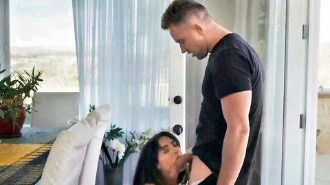 Van and Jane in steamy blowjob scene, highlighting her big ass and curves
