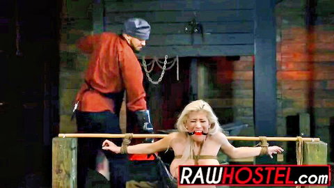 Busty blonde teen Cristi Ann tied and gagged for rough pounding