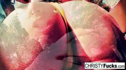 Christy Mack wet and nude in steamy shower, big tits exposed