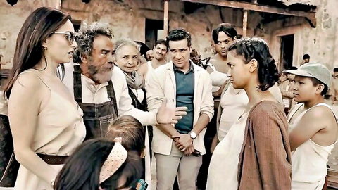 Ana de la Reguera in group discussion scene from Que Viva Mexico (2023) nude celebs