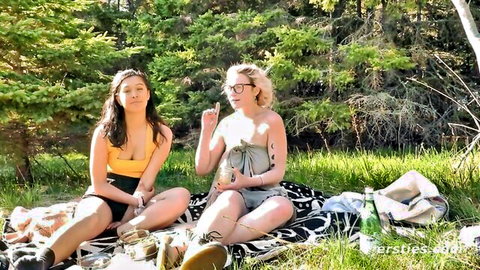 Hanna and Jin in casual outdoor picnic, lesbian tease Ersties