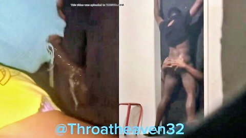 Black masked couple in intense glory hole oral and penetration scene