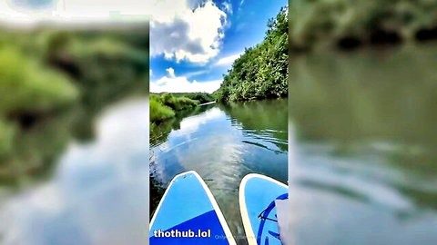 Veronica Perasso outdoor river paddleboard scene in new suck and fuck video