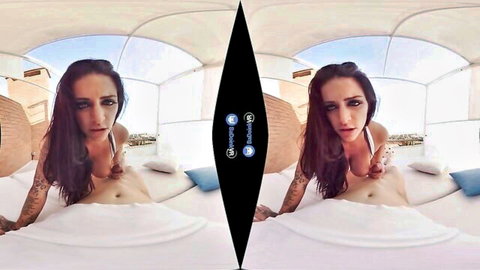 Raquel Adan milf with big tits lounging topless outdoors VR POV