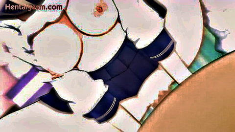 Hentai babe with huge pale tits and pink nipples exposed from sailor uniform
