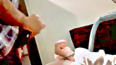 Amateur couple in close-up handjob scene with explicit action