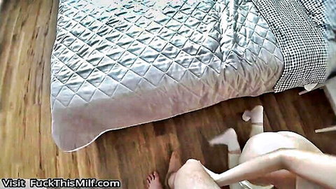 Stepsister stuck under bed fucked doggy style, cum on her round ass