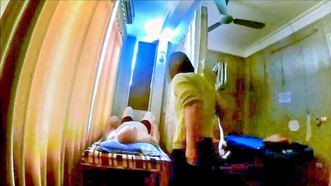 Amateur Asian massage parlor scene with happy ending tease