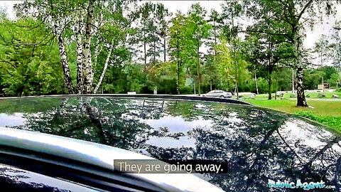 Cindy Loarn public car scene in outdoor forest setting