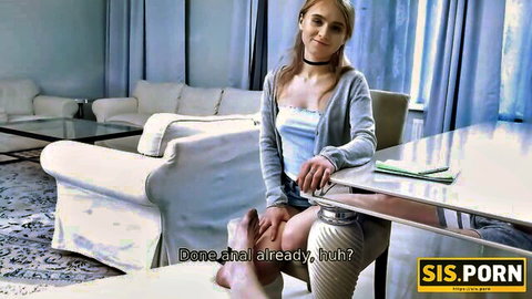 Teen step-sister in skirt teases for anal with step-brother at home