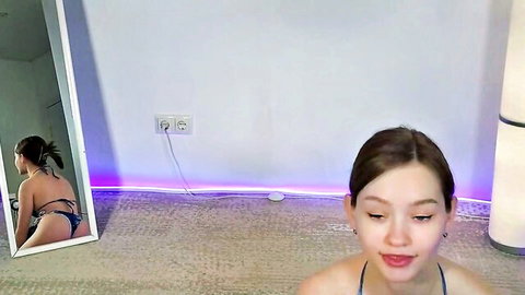 Bless Sheila teen model in blue bikini teasing on Chaturbate webcam