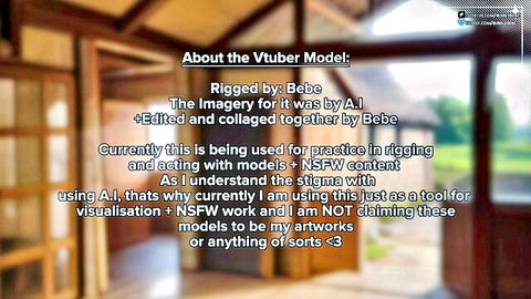 AI-generated Vtuber model disclaimer for NSFW content rigging practice by Bebe