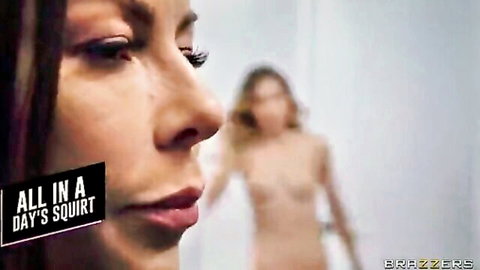 Britney Amber close-up in All in a Day's Squirt lesbian scene