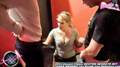 Blonde Zara Mendes teases in gym with man, erotic amateur video thumbnail