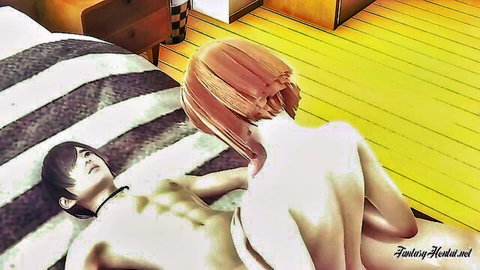 POV Nobara Kugisaki redhead hentai 3D boobjob on muscular guy