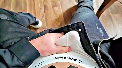 PhantomGentX solo dad jerks hard in ripped jeans and CK briefs