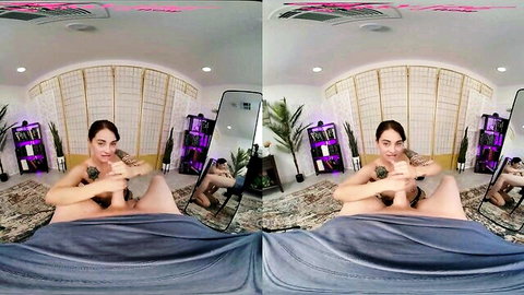 Maddy May petite brunette in nude VR solo masturbation