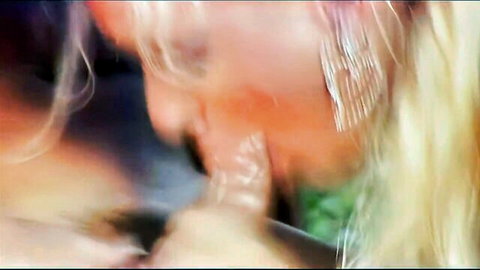 Stacy Silver blonde bombshell in steamy threesome blowjob scene