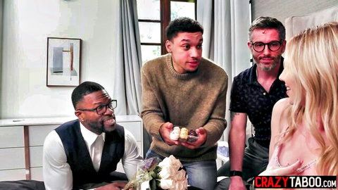 Rebel Rhyder with three men in intimate interracial group setup