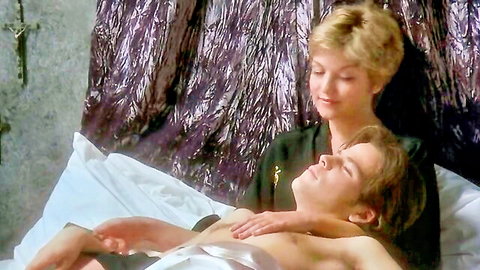 Finola Geraghty topless with Sheryl Lee in intimate Backbeat 1994 celeb scene