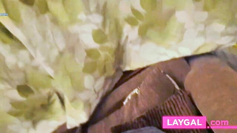 POV blowjob with busty British MILF in green leafy outfit