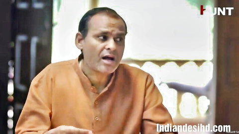 Mature Indian man in orange kurta with surprised expression in Bhabhi Ki Javani Episode 3