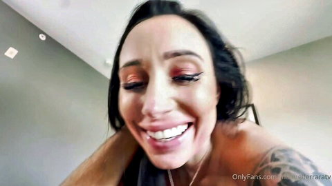 Money Birdette smiling close-up in OnlyFans video with Manuel Ferrara