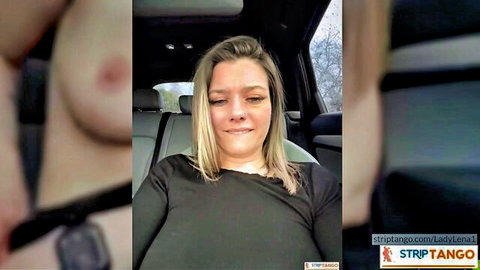 LadyLena1 teases with deep cleavage in car, erotic stripTango show