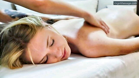 Jennifer Anixton nude virgin massage, blonde beauty oiled back