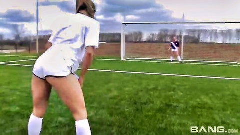 Teen Bailey strips soccer uniform, fine ass on field