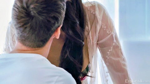 Valentina Nappi and Markus Dupree in intimate sheer lingerie embrace