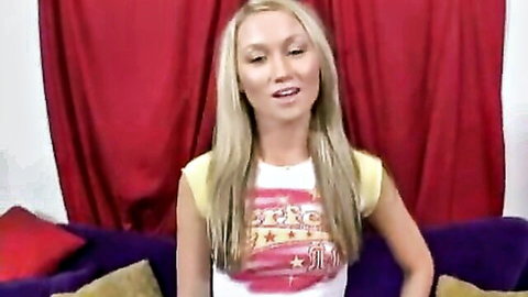 Madison Scott in Casting Couch Teens, blonde smiling in tank top