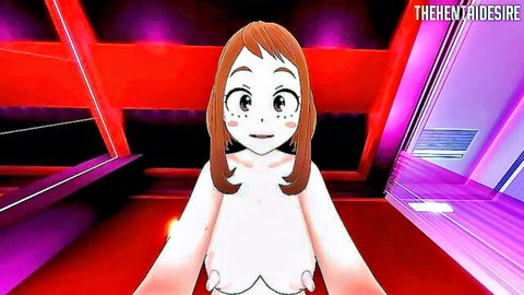 Ochaco Uraraka hentai with huge breasts in love hotel tease