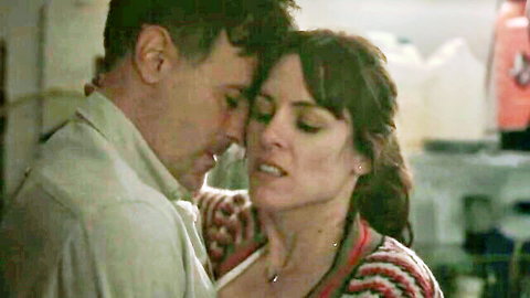 Maggie Civantos in intimate neck kiss embrace from Express series
