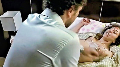 Kira Miro nude topless with man in bed, Crimen Ferpecto 2004 scene
