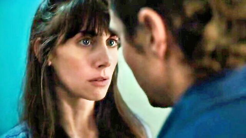 Alison Brie in intimate close-up with man, Together 2025 celeb scene