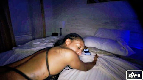 Ebony goddess Royale in black lingerie, seductive bedroom pose Ep 1