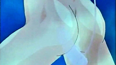 Hentai big boobs girl with curvy ass in massage scene, animated close-up
