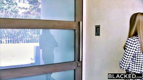 Blonde intern in polka-dot top at door, craving BBC - Blacked featuring Jason Luv