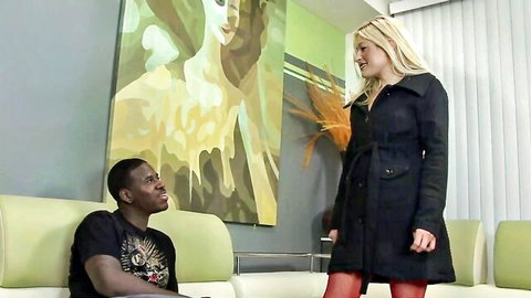 Blonde MILF Bonita teases Julius with big tits in coat dress